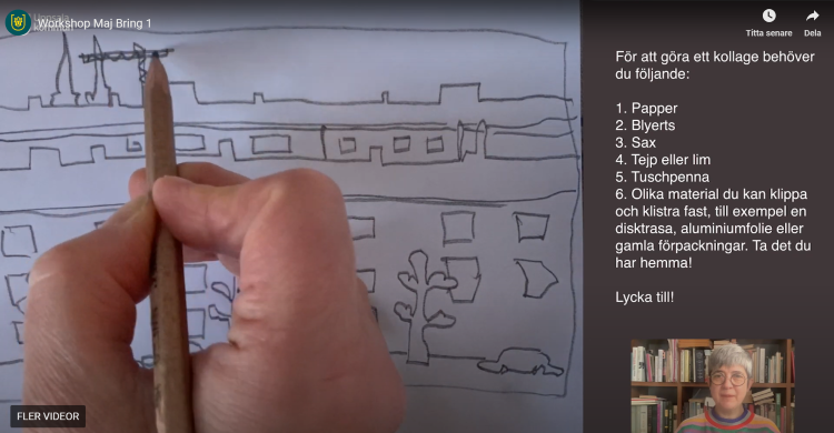 Bildskärm som visar en hand som tecknar